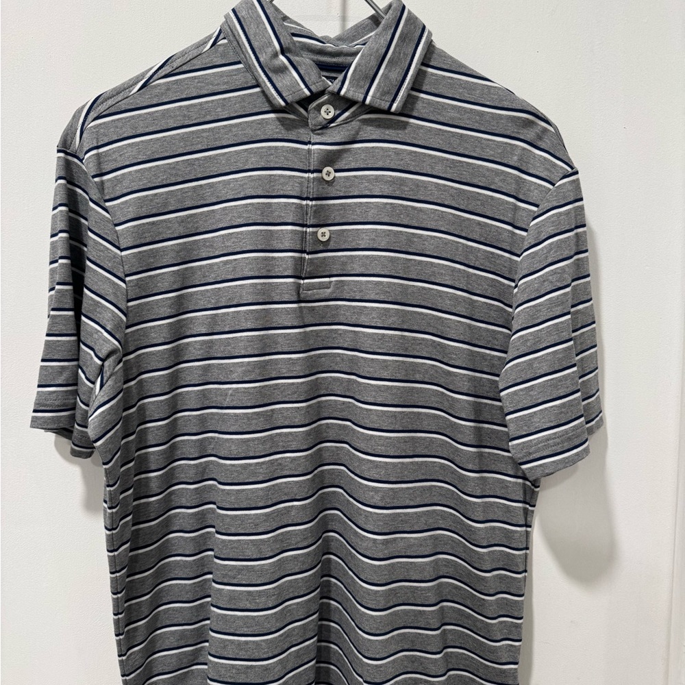 Daniel Cremieux Men's Polo Shirt - Gray and White Stripes